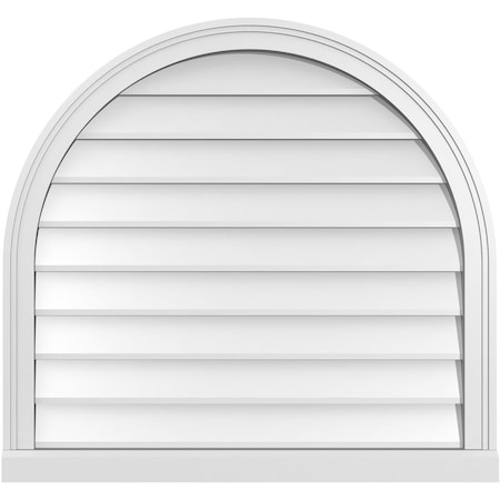 Ekena Millwork Round Top Surface Mount PVC Gable Vent w/ 2"W x 2"P Brickmould Sill Frame, 32"W x 30"H GVPRT32X3003SN